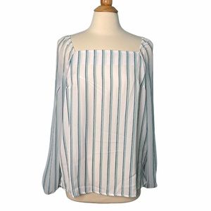 White Aqua Sheer Square Neck Blouse CC15